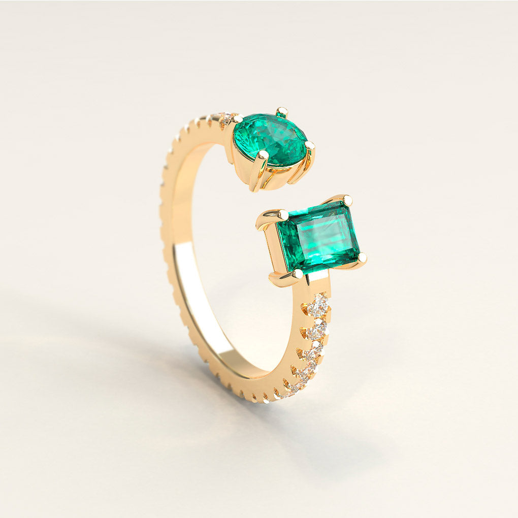 Emerald and sale gold cocktail ring