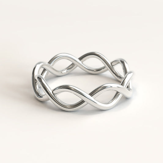 Interlocking Stack Ring in White Gold